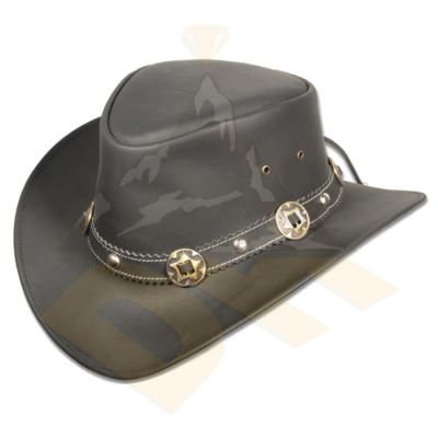 Black Nubic Leather Hat